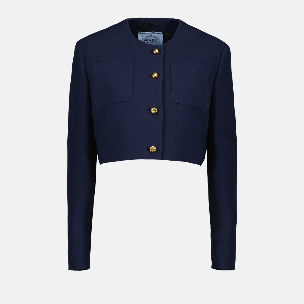 Veste courte en soie et laine