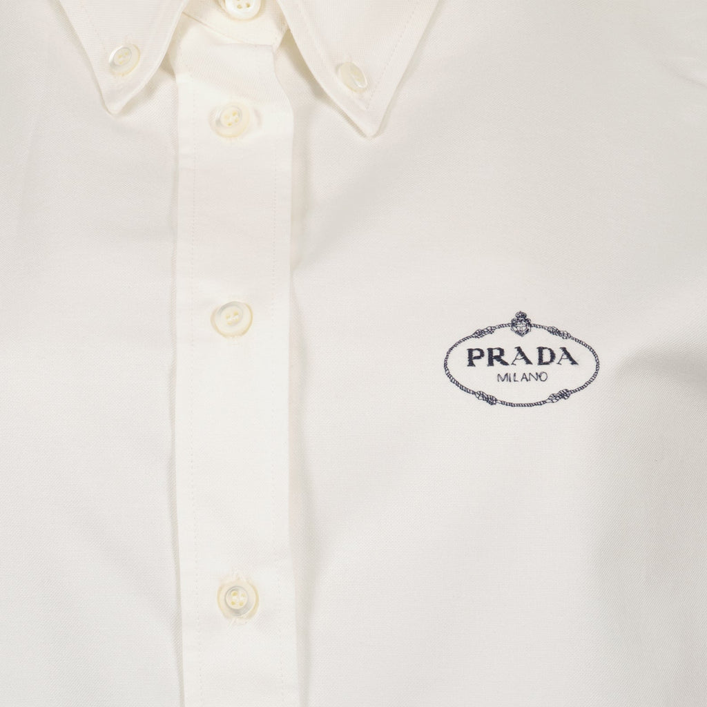 Prada, Sleeveless White Shirt, Luxury Fashion, Versatile Shirt, Elegant Apparel