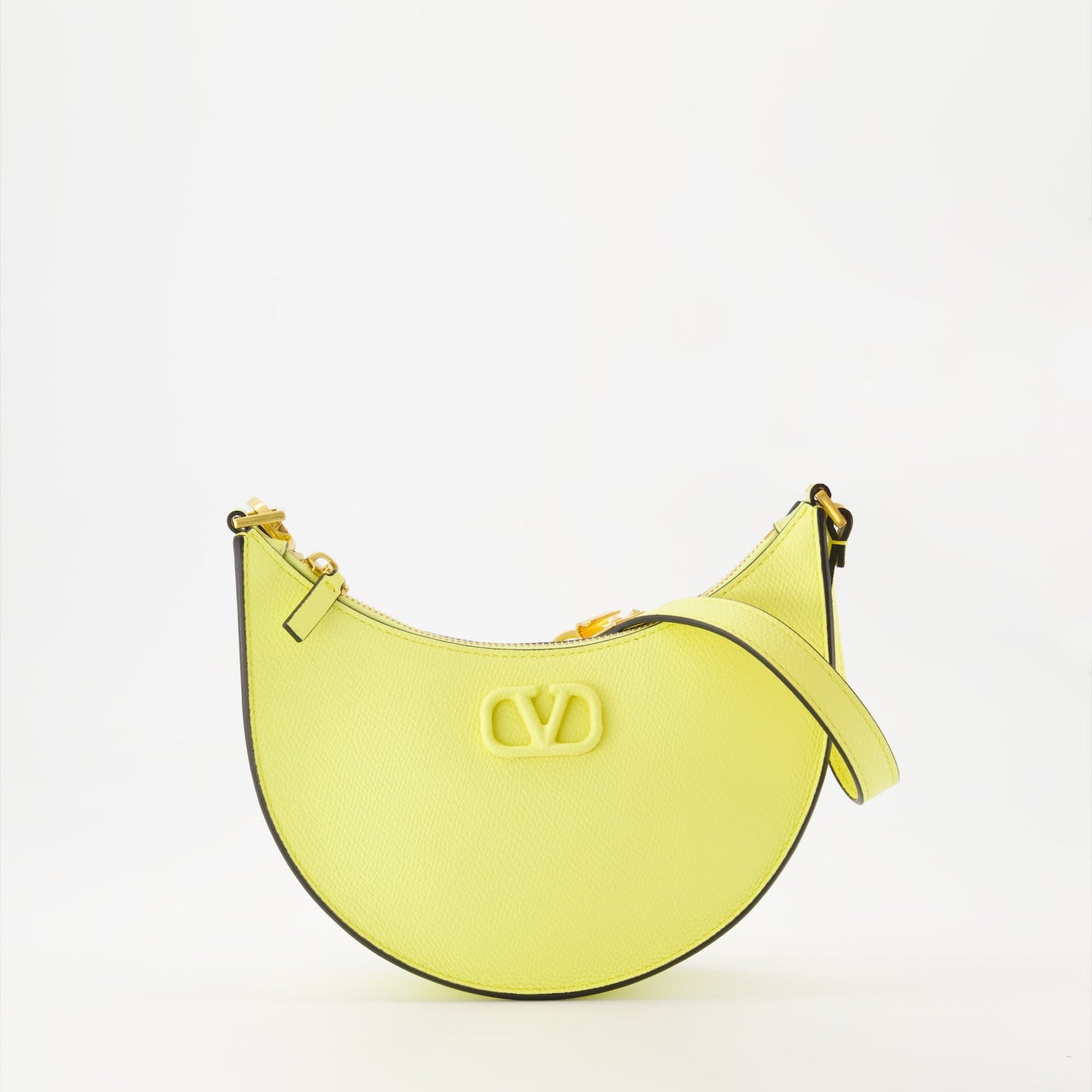 Yellow leather hobo bag, VLogo bag, Valentino Garavani hobo, luxury leather bag, designer handbags