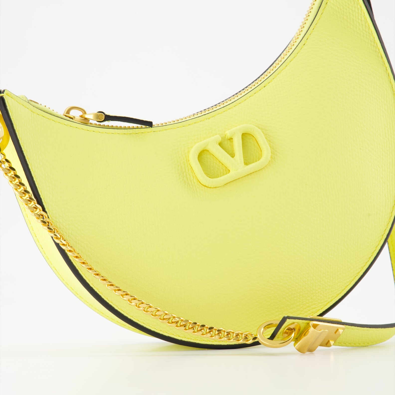 Yellow leather hobo bag, VLogo bag, Valentino Garavani hobo, luxury leather bag, designer handbags