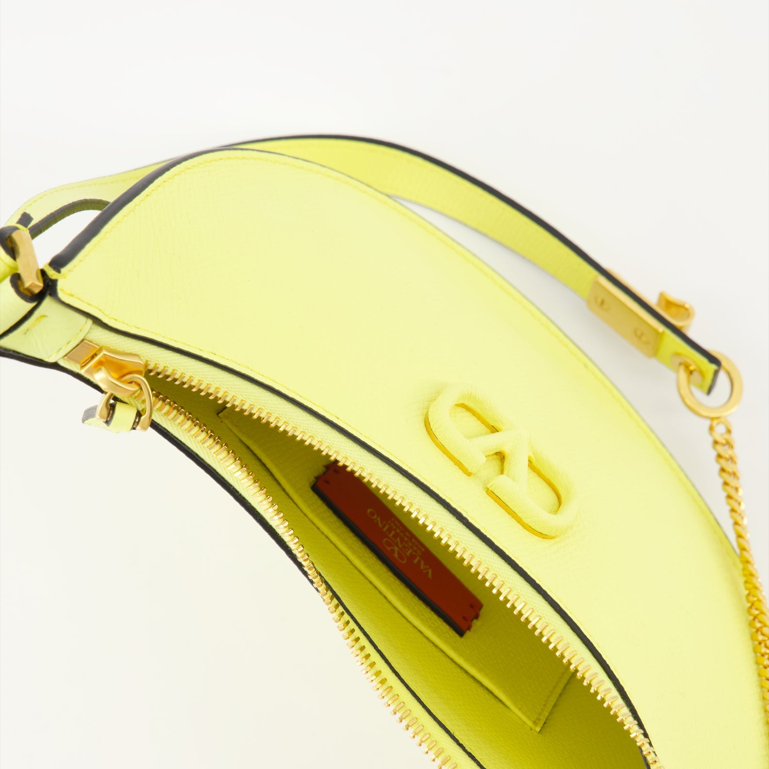 Yellow leather hobo bag, VLogo bag, Valentino Garavani hobo, luxury leather bag, designer handbags