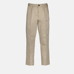 Beige cotton pants, luxury men's wear, AMI Paris trousers, high-end fashion, refined elegance