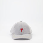 Ami de Coeur cap, Grey designer cap, Luxury unisex cap, AMI Paris accessories, Elegant headwear