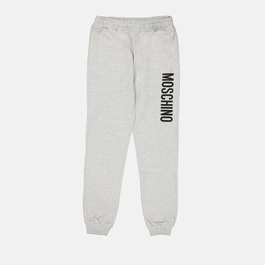 Moschino jogging set, children's luxury clothing, grey logo joggers, designer kidswear, high-end children's fashion