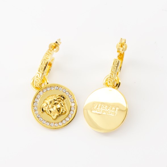 Versace earrings, crystal earrings, luxury jewelry, Medusa motif, high-end accessories