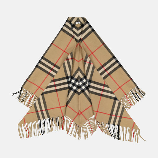 Burberry poncho, luxury poncho, check poncho, brown poncho, designer poncho