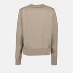 AMI Paris, Beige Pullover, Ami de Coeur, Women's Luxury Sweaters, High-End Fashion