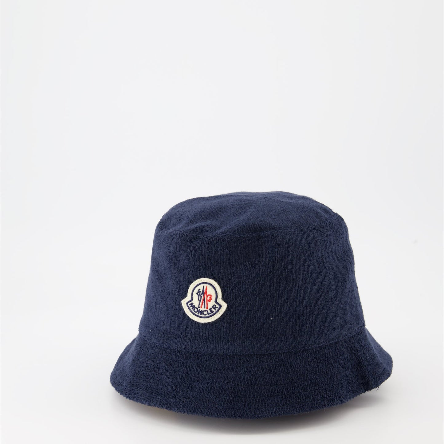 luxury bucket hat, terry cotton hat, blue bucket hat, Moncler hat, high-end accessory