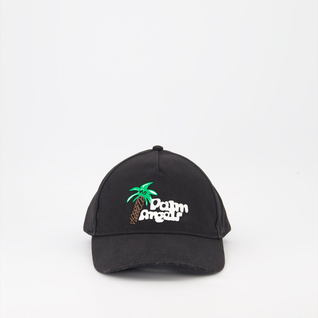 luxury cap, Palm Angels accessories, Sketchy logo hat, high-end streetwear, designer headwear