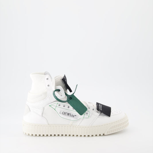 Off-White sneakers, luxury leather sneakers, high-top fashion shoes, streetwear luxury, designer footwear