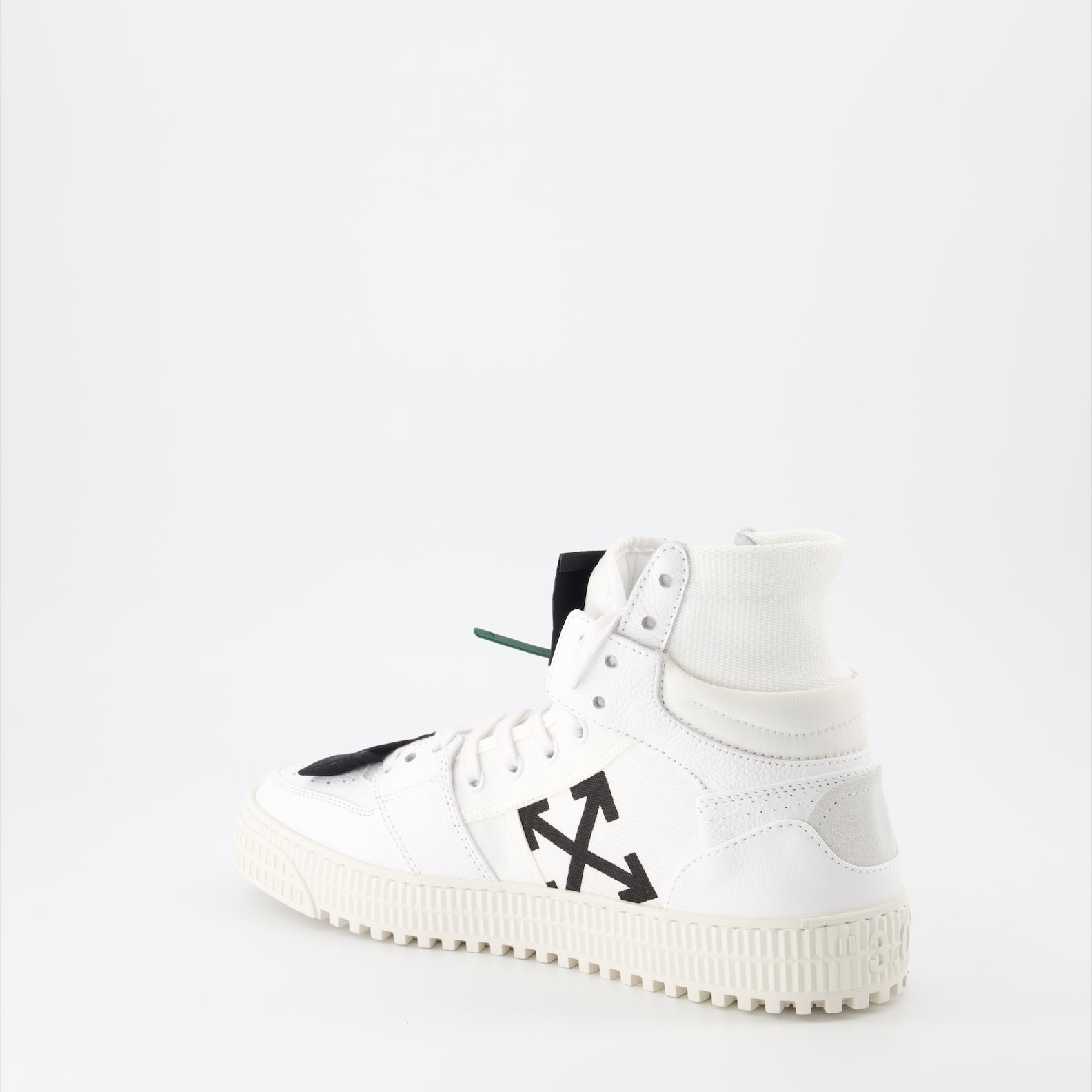 Off-White sneakers, luxury leather sneakers, high-top fashion shoes, streetwear luxury, designer footwear