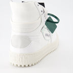 Off-White sneakers, luxury leather sneakers, high-top fashion shoes, streetwear luxury, designer footwear