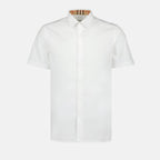 Burberry, men's white shirt, luxury fashion, short sleeve shirt, designer clothing