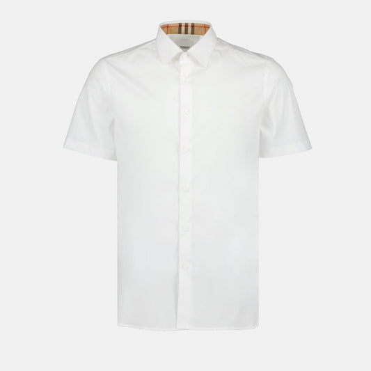 Burberry, men's white shirt, luxury fashion, short sleeve shirt, designer clothing