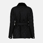 Burberry women's jacket, black quilted jacket, luxury outerwear, women's nylon jacket, elegant winter wear