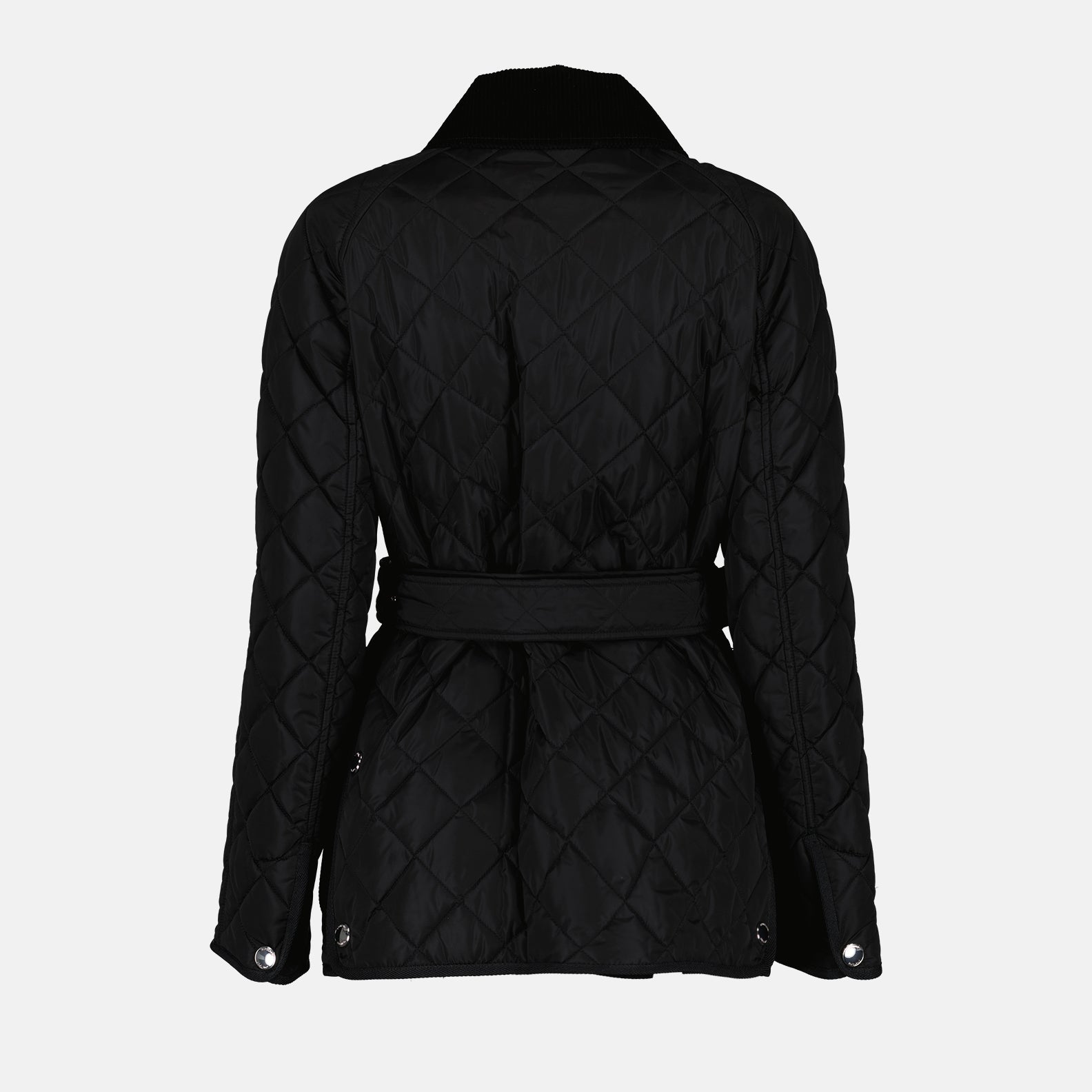 Burberry women's jacket, black quilted jacket, luxury outerwear, women's nylon jacket, elegant winter wear
