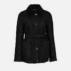 Burberry women's jacket, black quilted jacket, luxury outerwear, women's nylon jacket, elegant winter wear