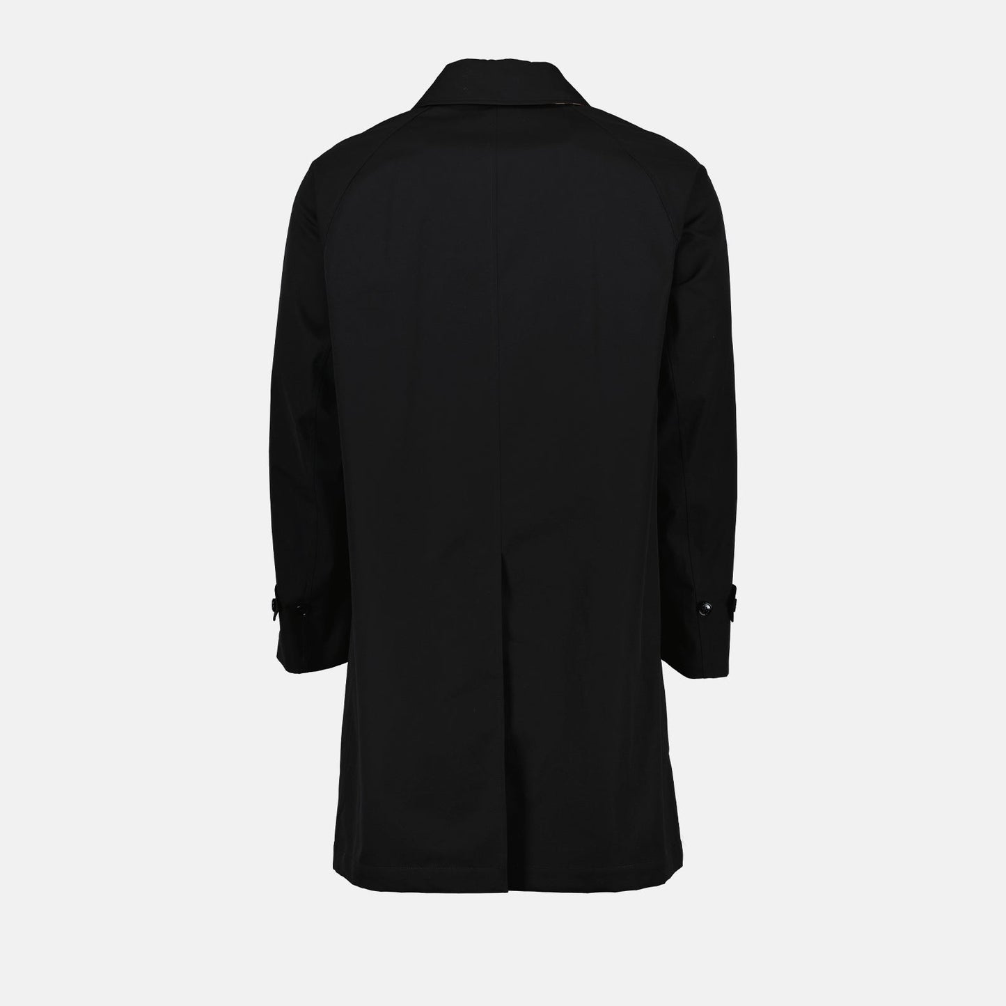 Burberry trench coat, black cotton trench, luxury men's outerwear, designer trench coat, high-end trench coat