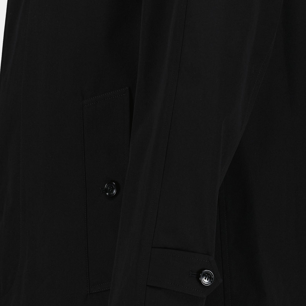 Burberry trench coat, black cotton trench, luxury men's outerwear, designer trench coat, high-end trench coat