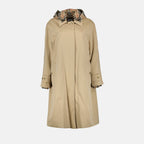Burberry, gabardine parka, women’s luxury outerwear, beige parka, designer clothing