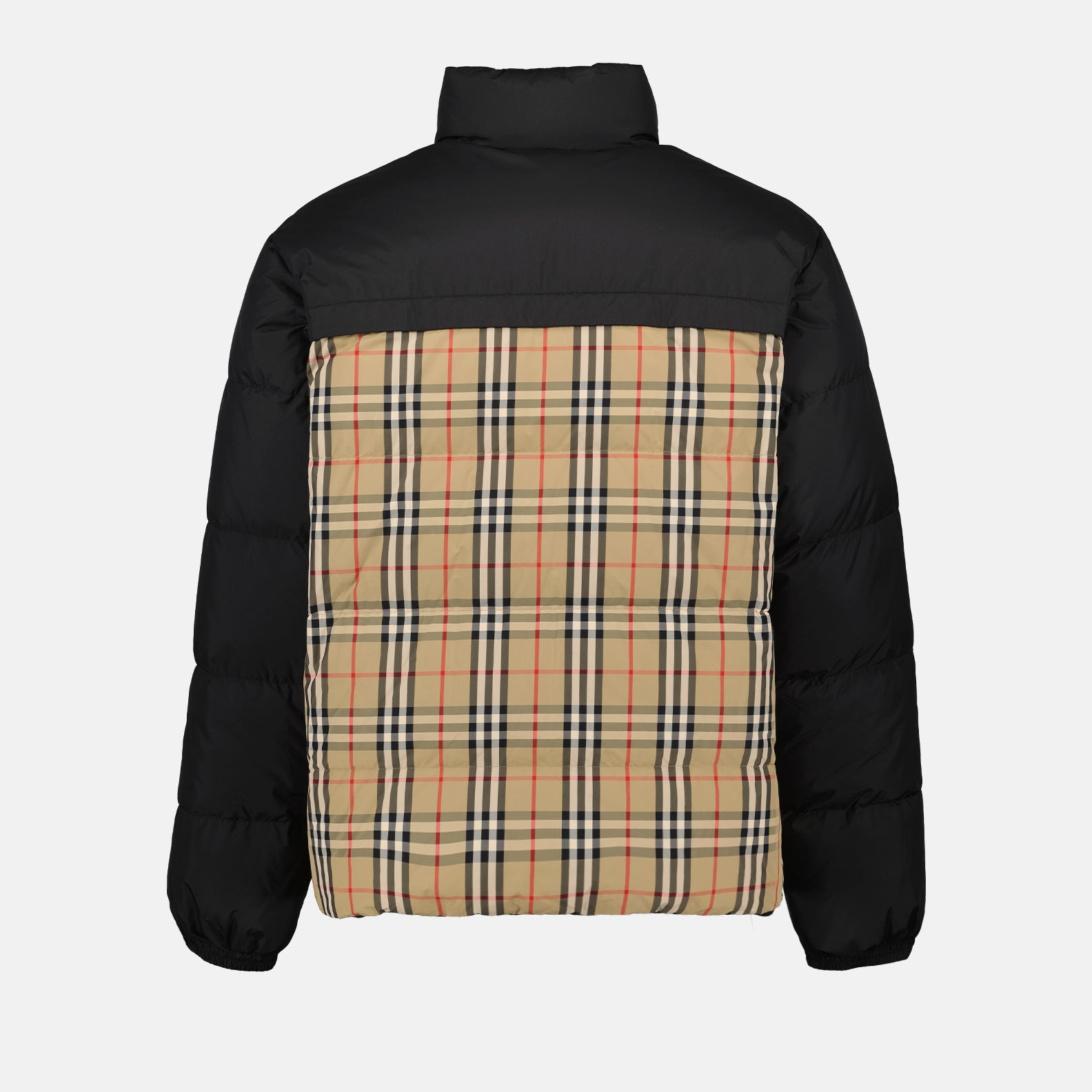 reversible down jacket, black check jacket, Burberry jacket, luxury outerwear, designer down jacket