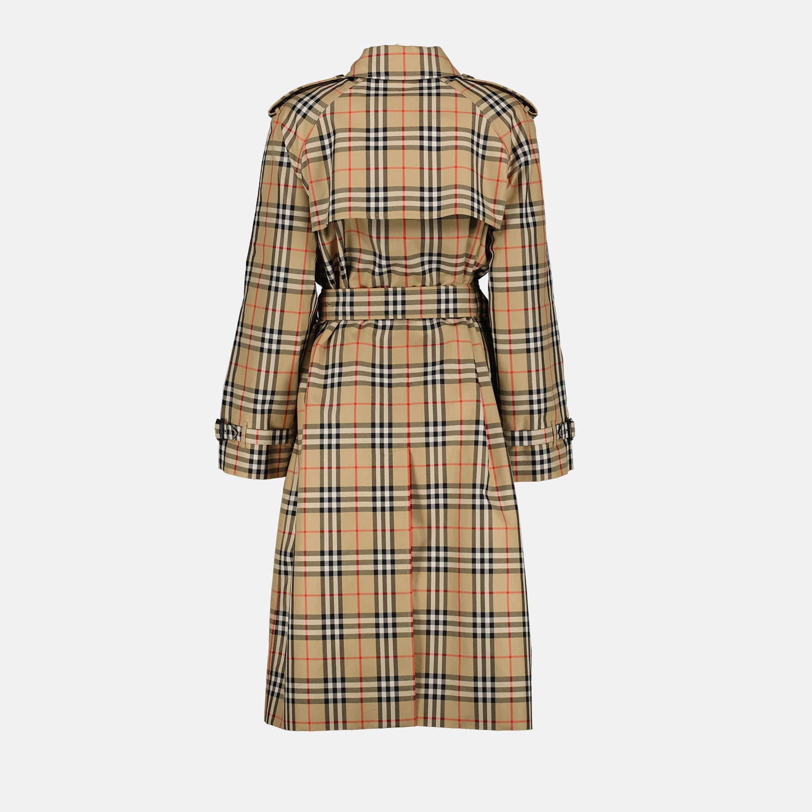 Burberry trench coat, women’s check trench, luxury trench coat, beige check pattern, designer trench coat