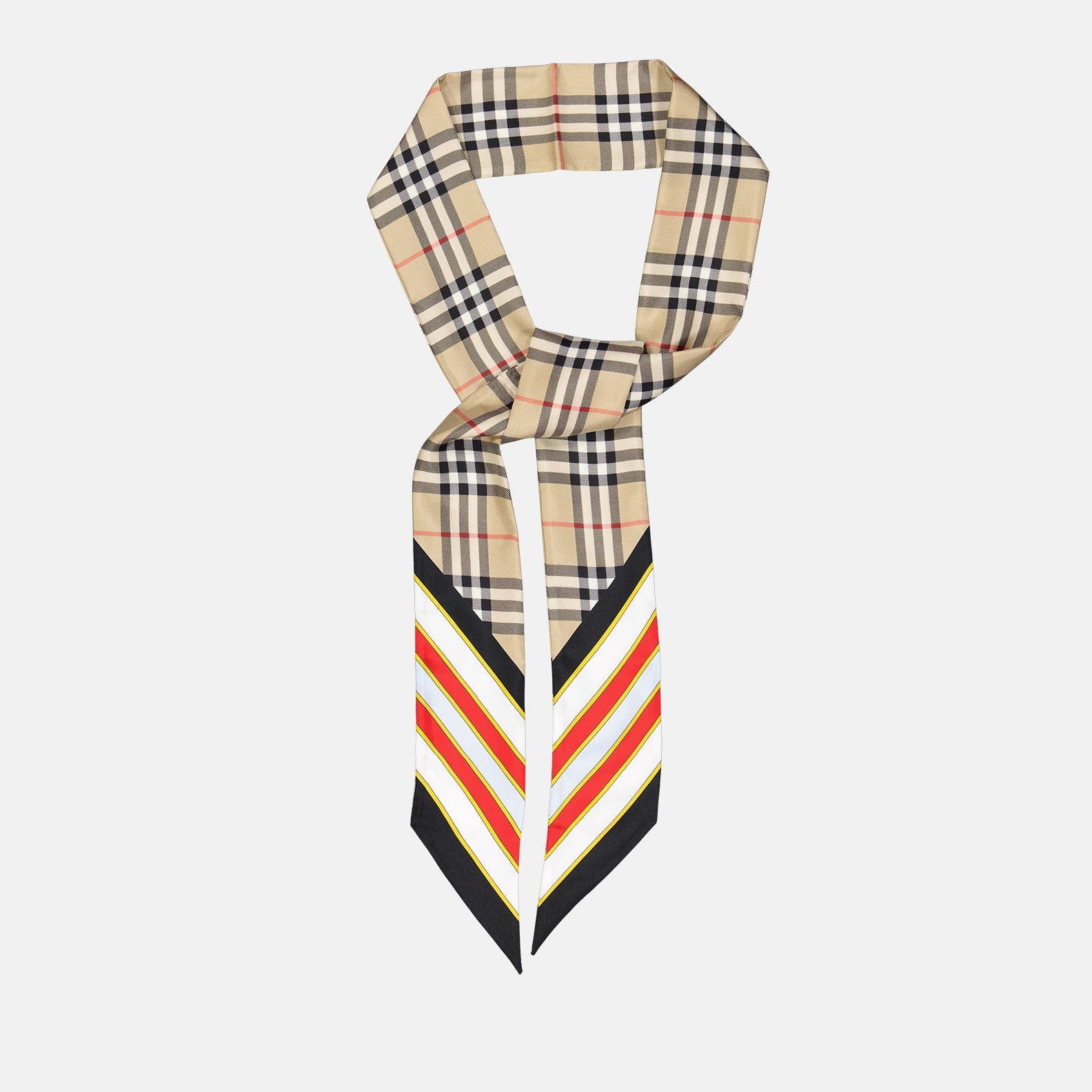 Burberry scarf, luxury women's accessories, checked scarf, striped scarf, designer foulard