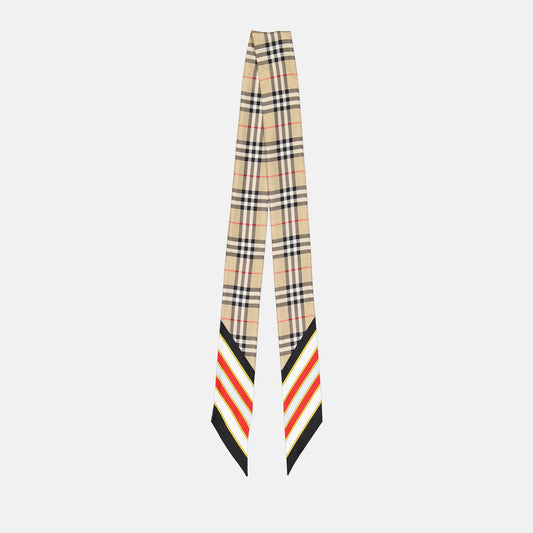 Burberry scarf, luxury women's accessories, checked scarf, striped scarf, designer foulard