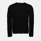 Saint Laurent, destroyed knit sweater, black sweater, men's luxury fashion, distressed knitwear