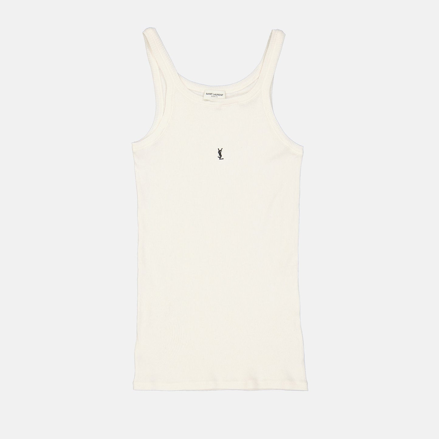 logo tank top, Saint Laurent tank top, ribbed cotton top, men's casual wear, stylish tank top