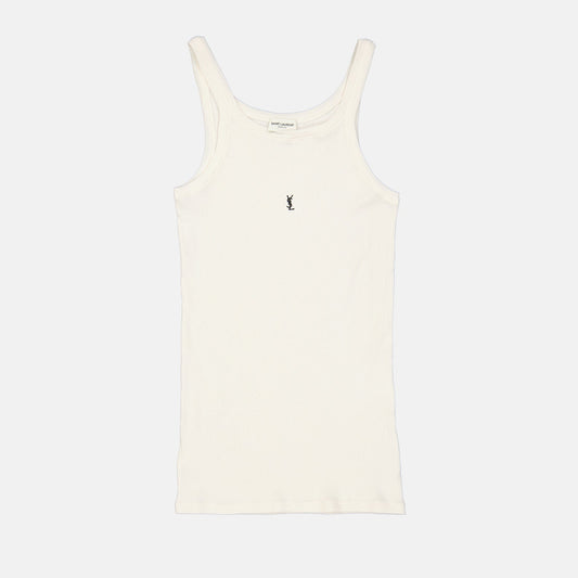 logo tank top, Saint Laurent tank top, ribbed cotton top, men's casual wear, stylish tank top