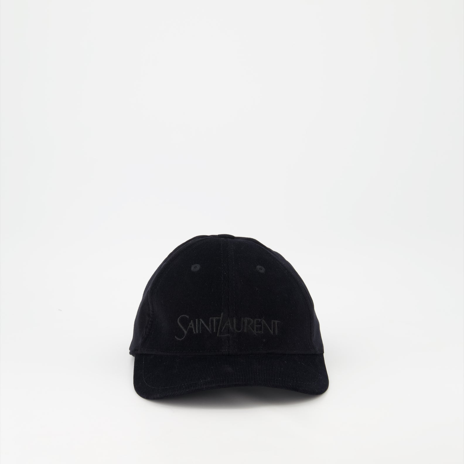 Saint Laurent cap, black corduroy cap, luxury accessory, fashionable cap, exclusive headwear