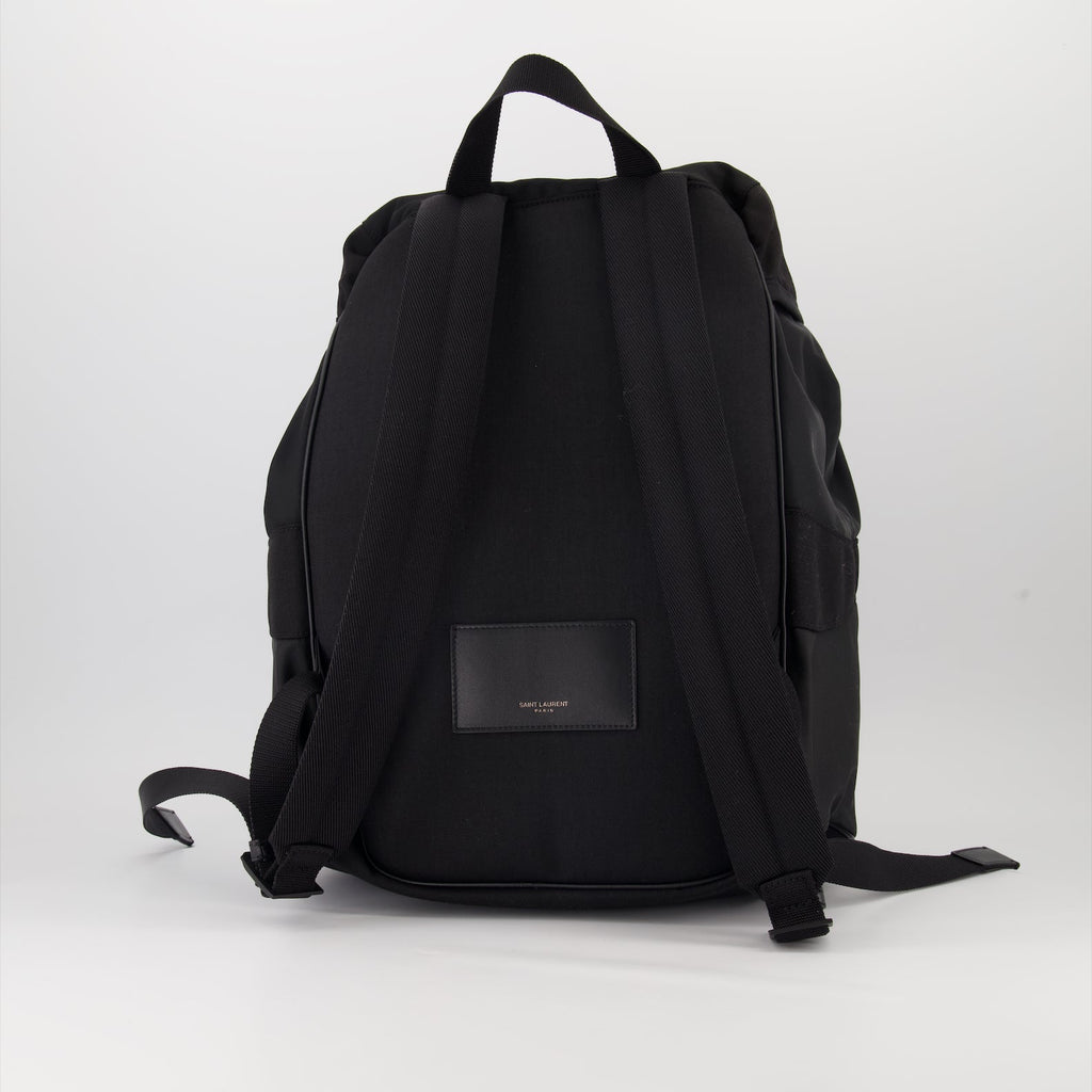 luxury backpack, eco-friendly accessories, black econyl bag, Saint Laurent backpack, sustainable luxury