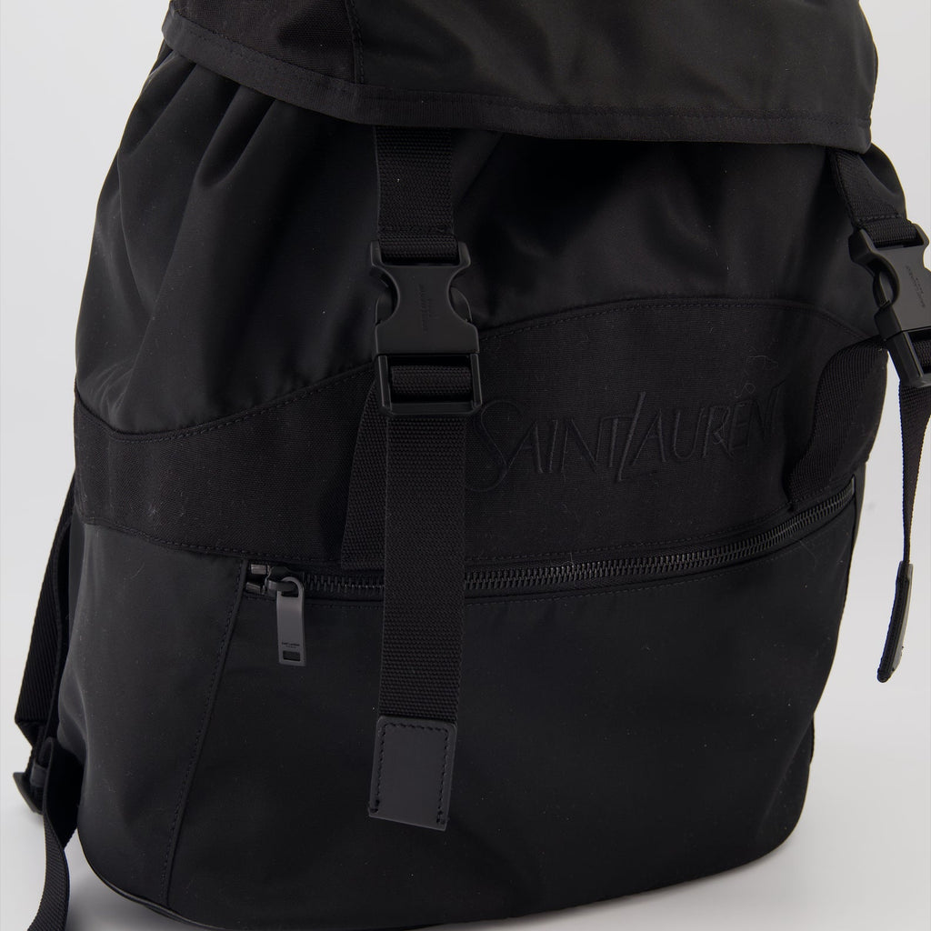 luxury backpack, eco-friendly accessories, black econyl bag, Saint Laurent backpack, sustainable luxury