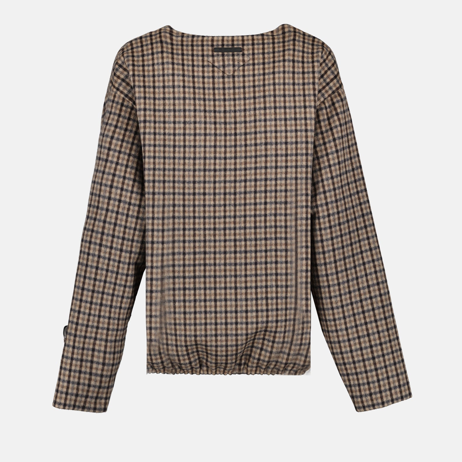 Prada sweater, plaid brown sweater, luxury women's knitwear, high-end fashion, designer clothing