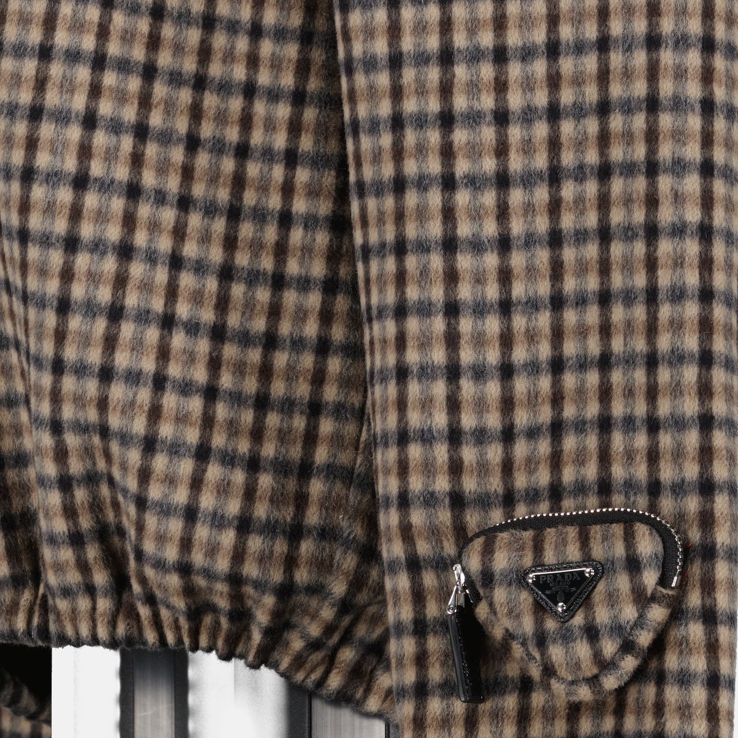 Prada sweater, plaid brown sweater, luxury women's knitwear, high-end fashion, designer clothing