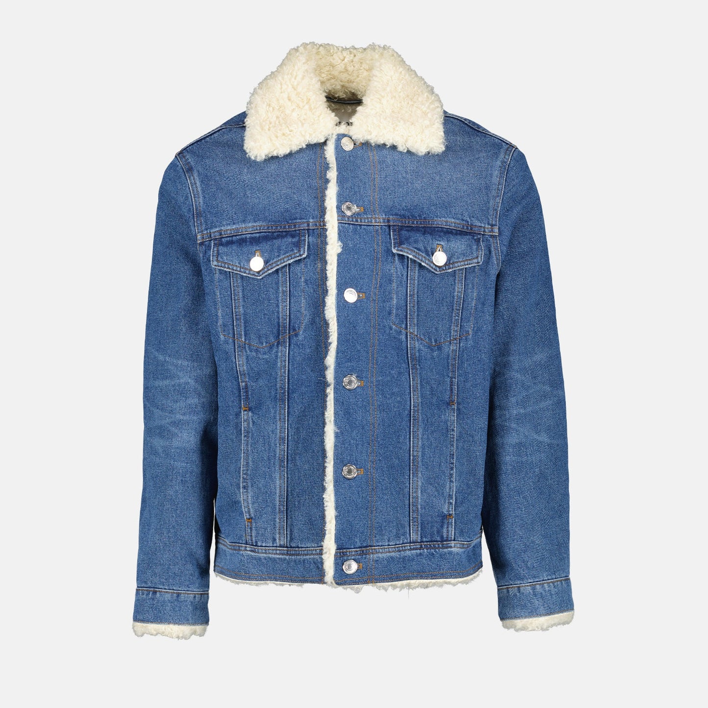 Denim jacket, AMI Paris, men's outerwear, luxury fashion, synthetic fur