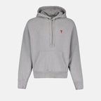 sweatshirt, grey hooded sweatshirt, Ami de Coeur, embroidered logo, cotton sweatshirt
