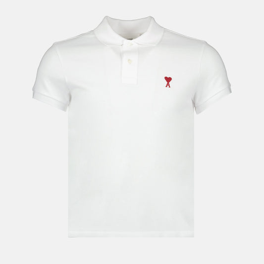 AMI Paris, White Polo, Polo Ami de Coeur, Luxury Fashion, Unisex Polo