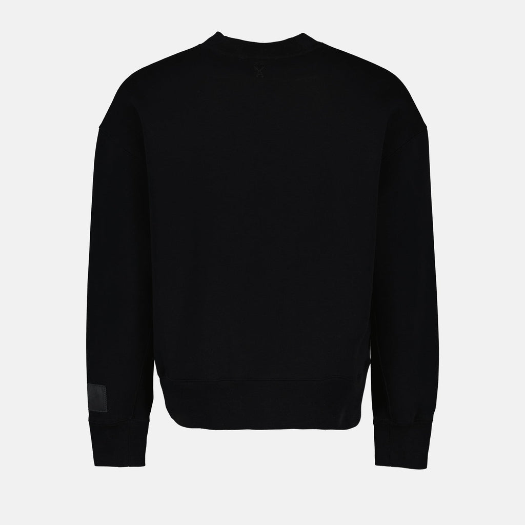 black logo sweatshirt, AMI Paris sweatshirt, unisex luxury sweatshirt, designer casual wear, premium sweatshirt