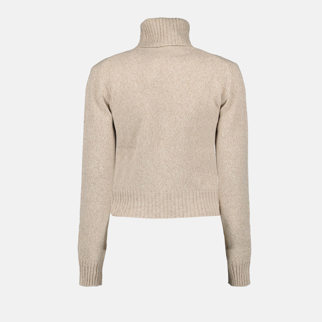 Ami de Coeur, AMI Paris, beige turtleneck, luxury knitwear, Parisian chic