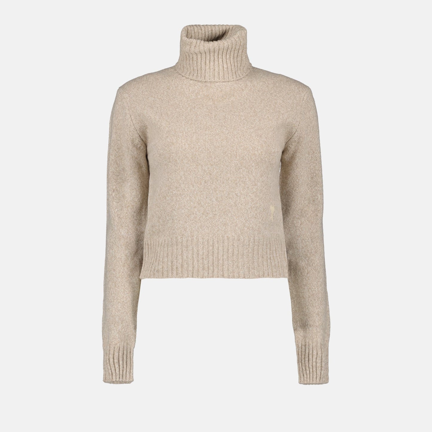 Ami de Coeur, AMI Paris, beige turtleneck, luxury knitwear, Parisian chic