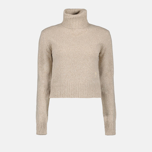 Pull à Col Roulé Beige