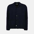 knit cardigan, luxury fashion, navy blue clothing, AMI Paris knitwear, sophisticated men’s wear