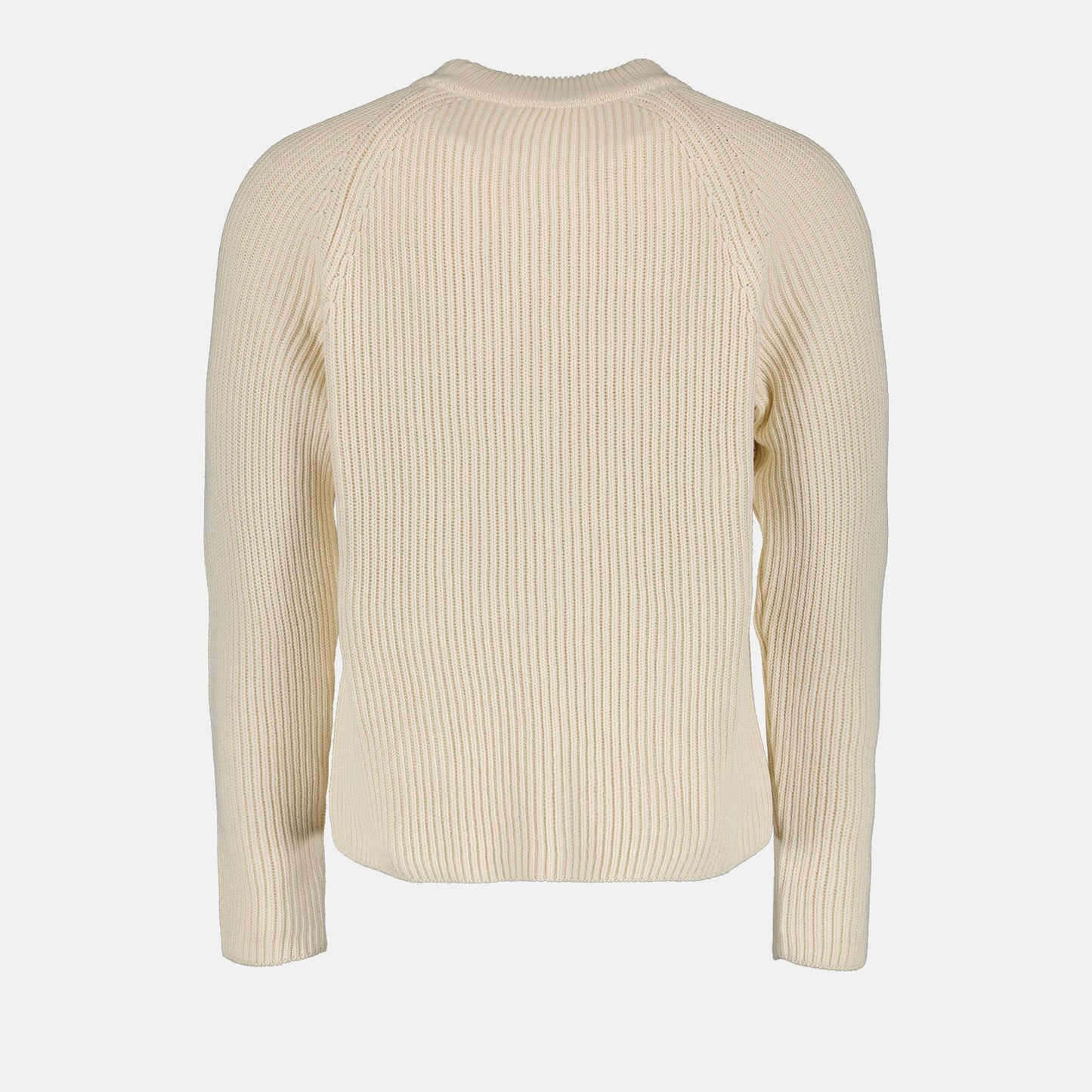 AMI Paris, beige logo sweater, men's luxury sweater, high-end pullover, designer knitwear