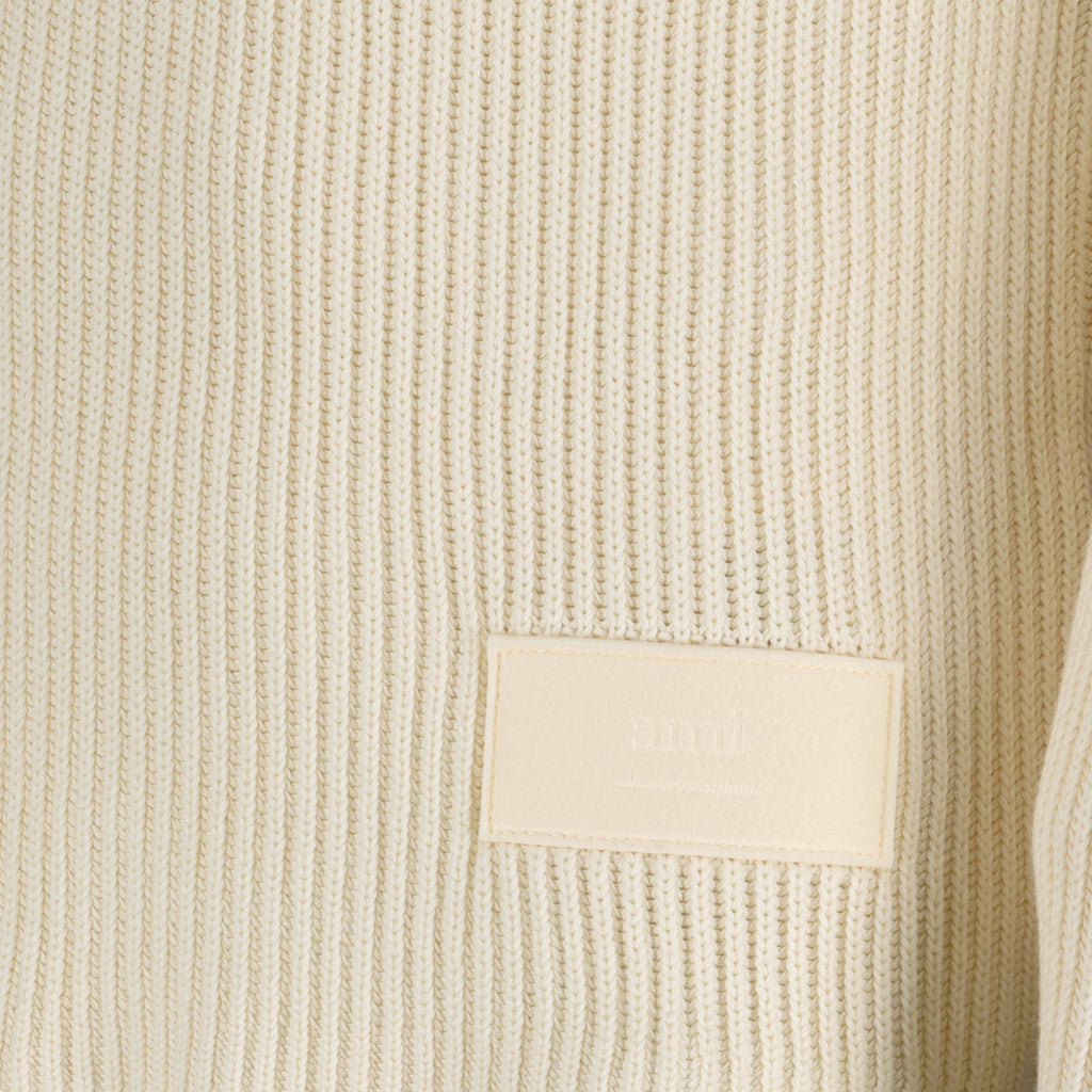 AMI Paris, beige logo sweater, men's luxury sweater, high-end pullover, designer knitwear