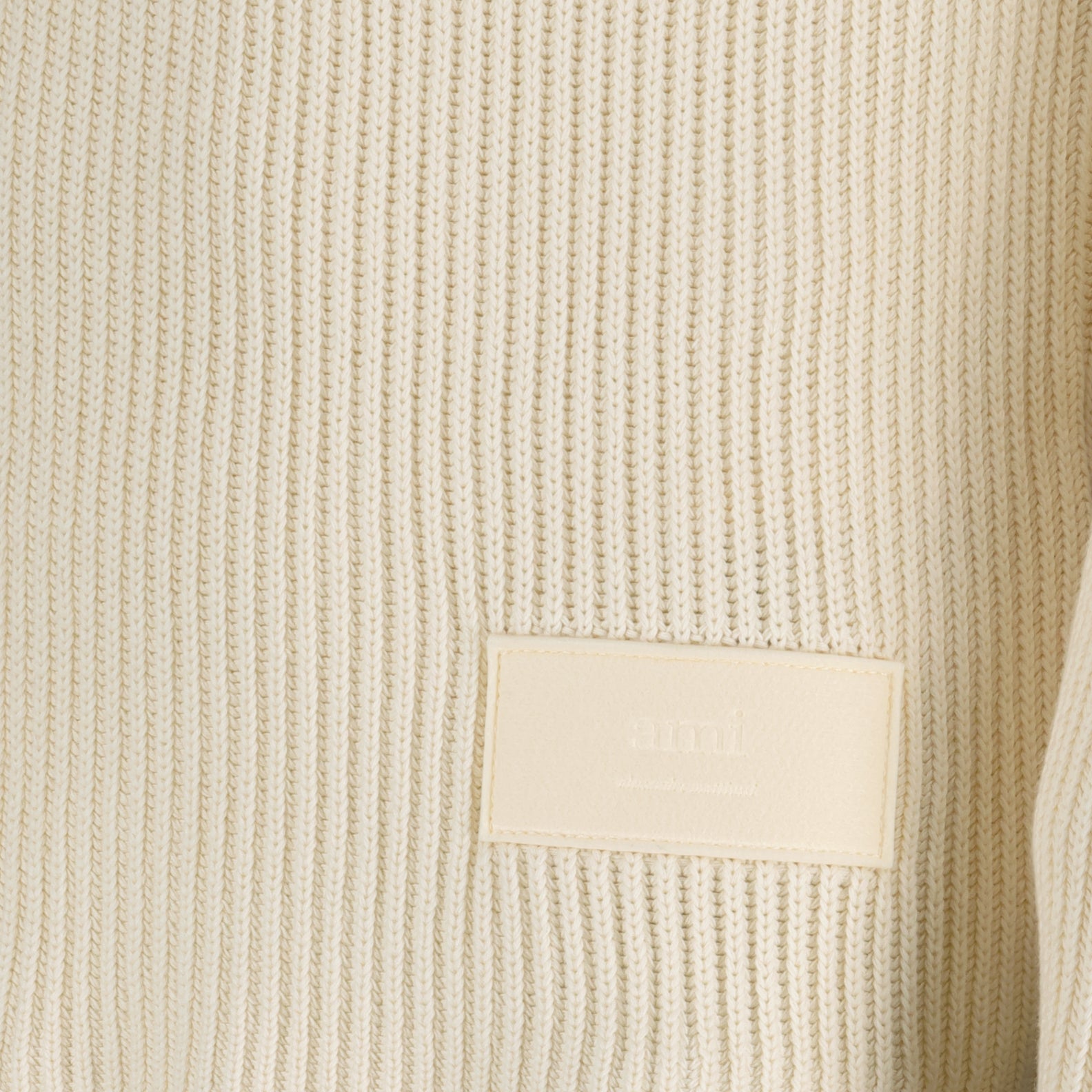 AMI Paris, beige logo sweater, men's luxury sweater, high-end pullover, designer knitwear