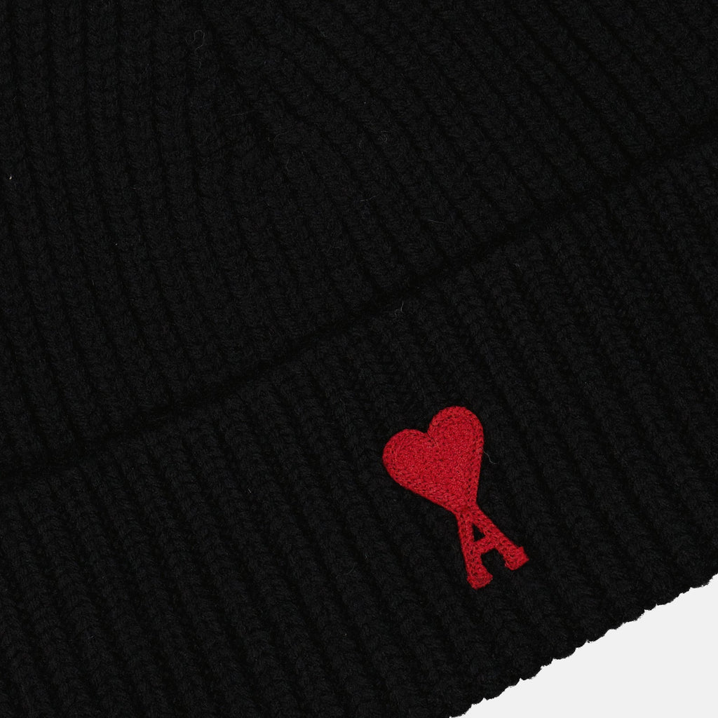 AMI PARIS, Ami de Coeur, Black Beanie, Luxury Accessories, High-end Fashion