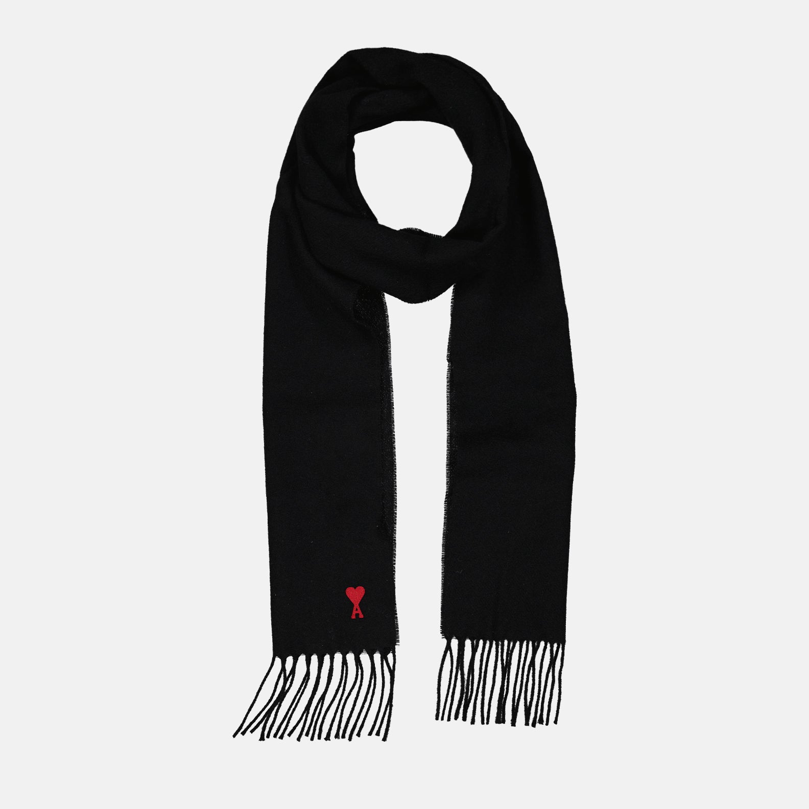 AMI Paris, Écharpe Ami de Coeur, black scarf, luxury accessories, unisex fashion