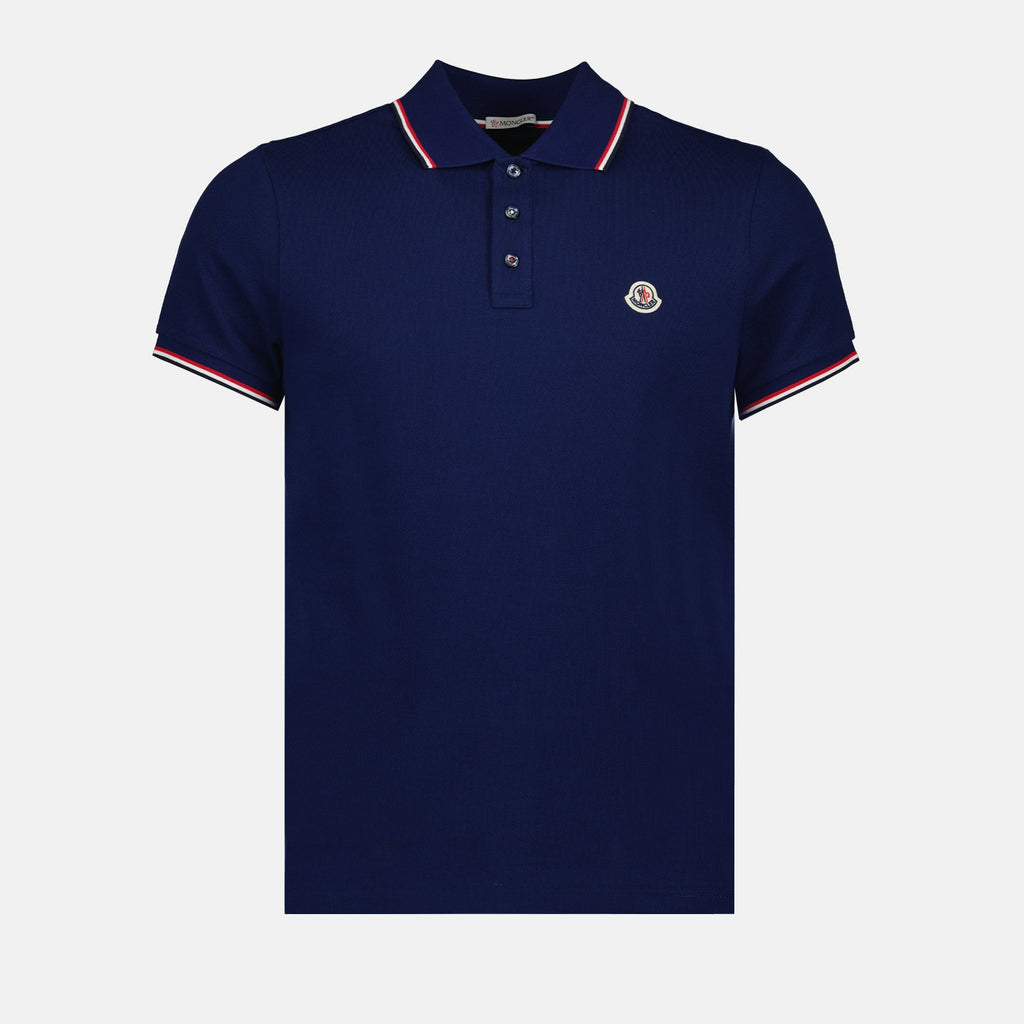 Moncler polo, luxury men's polo, elegant blue polo, designer polo shirt, high-end men's clothing